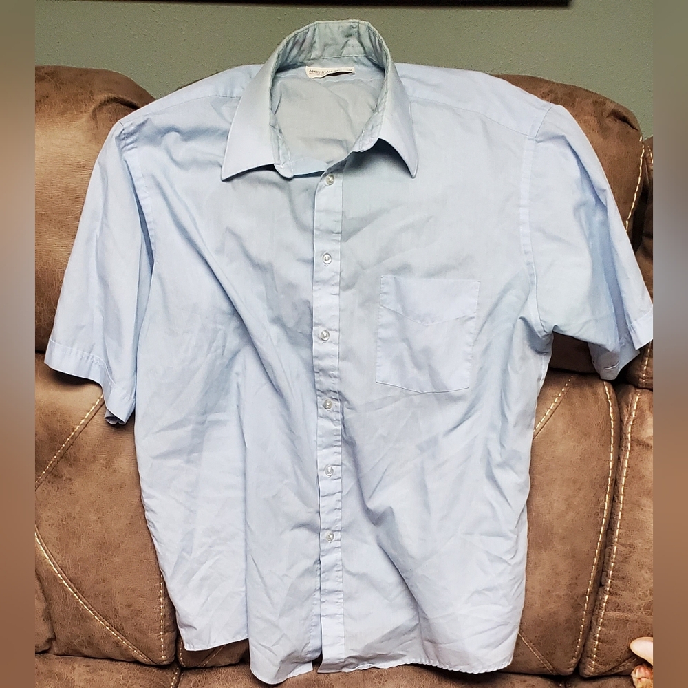 Men's Blue Button Up Work Shirt XL